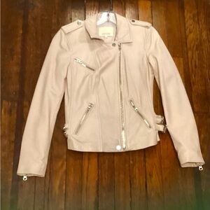 Rebecca Taylor Blush Pink Lamb Leather Moto Jacket